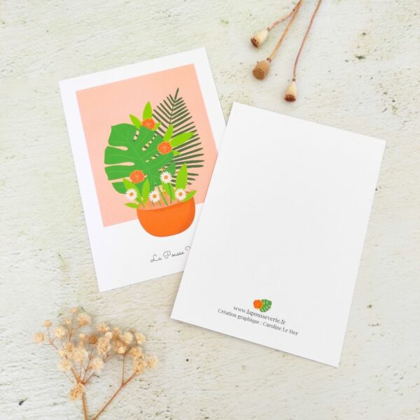 carte postale illustration bouquet fleurs plantes été