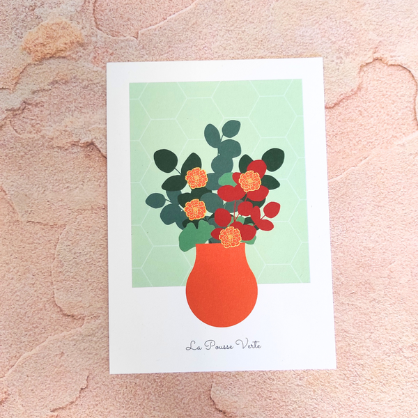 box plante illustration carte postale fleurie cadeau automne